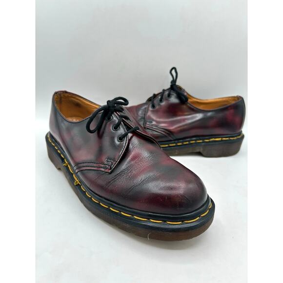 RARE Dr. Marten vintage 3 Oxford shoe eye rub off oxblood MADE IN ENGLAND SZ8 - Picture 1 of 12